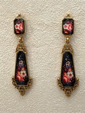 Victorian Style Black Drop Pierced earrings